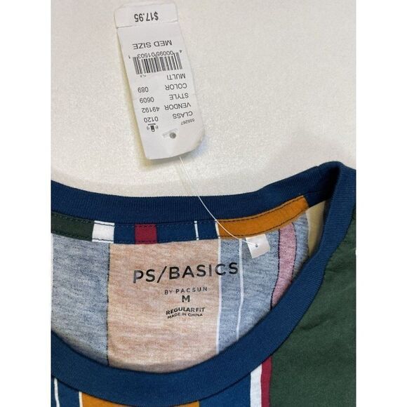 Pacsun PS Basics Striped Colorblock T-shirt Men Medium Multicolor NWT - Picture 3 of 5